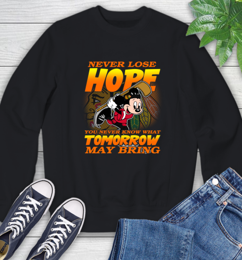 Chicago Blackhawks NHL Hockey ootball Mickey Disney Never Lose Hope Sweatshirt