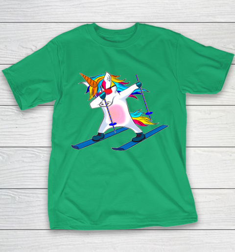 Skiing Unicorn Dabbing Funny Gift Youth T-Shirt 5