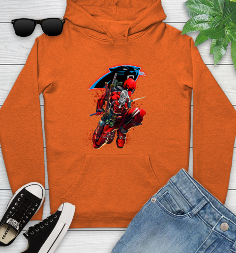 NFL Deadpool Marvel Comics Sports Football Carolina Panthers Youth Hoodie 5