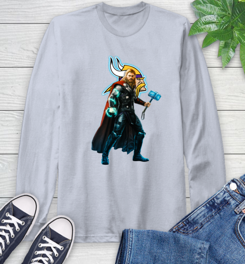 NFL Thor Avengers Endgame Football Minnesota Vikings Long Sleeve T-Shirt 6