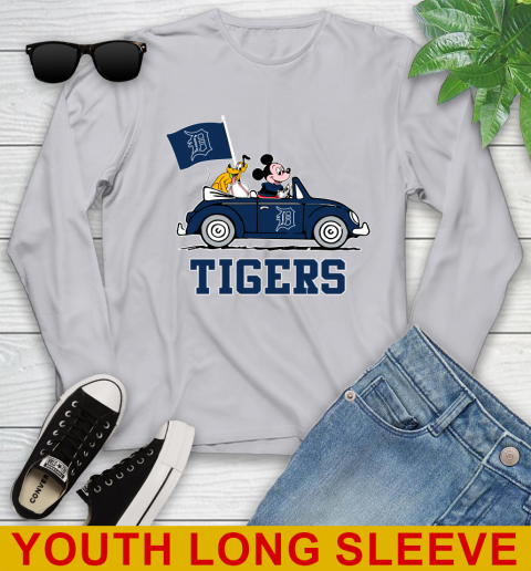 MLB Baseball Detroit Tigers Pluto Mickey Driving Disney Shirt Youth Long Sleeve 6