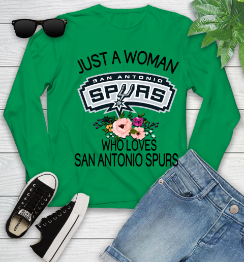 NBA Just A Woman Who Loves San Antonio Spurs Basketball Sports Youth Long Sleeve 4