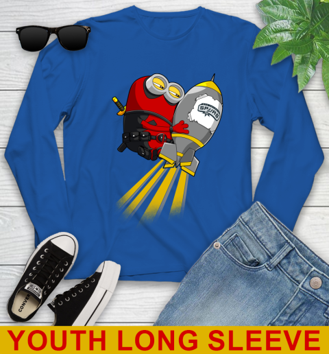 NBA Basketball San Antonio Spurs Deadpool Minion Marvel Shirt Youth Long Sleeve 10