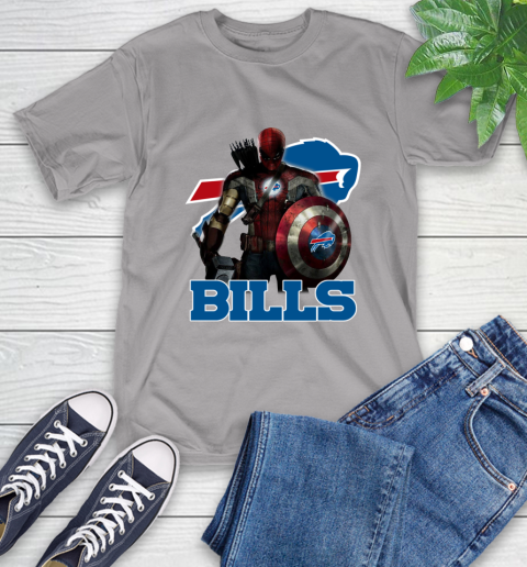 NFL Captain America Thor Spider Man Hawkeye Avengers Endgame Football Buffalo Bills T-Shirt 6