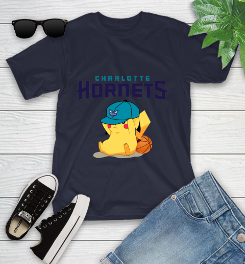 NBA Pikachu Basketball Sports Charlotte Hornets Youth T-Shirt 3