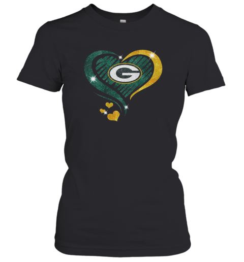 Nfl Green Bay Packers Diamond Heart Shirt Women T-Shirt