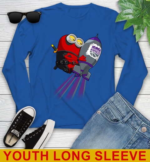 NBA Basketball Sacramento Kings Deadpool Minion Marvel Shirt Youth Long Sleeve 10