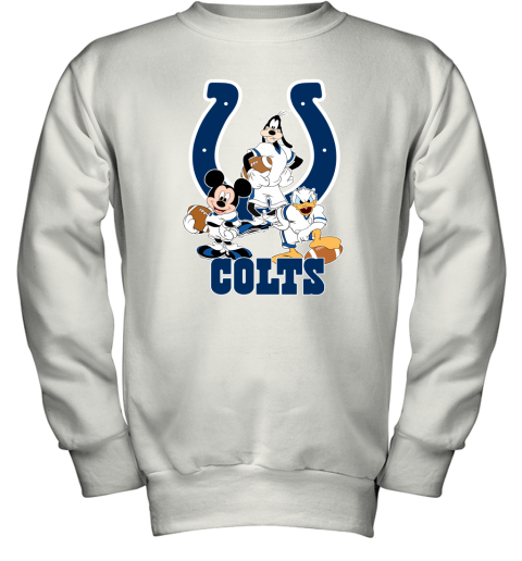 Mickey Donald Goofy The Three Indianapolis Colts Football Youth Sweatshirt