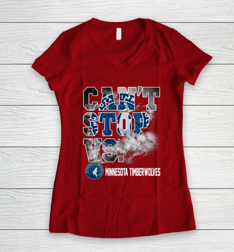 NBA Minnesota Timberwolves Basketball Can't Stop Vs Women's V-Neck T-Shirt 8