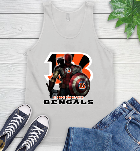 NFL Captain America Thor Spider Man Hawkeye Avengers Endgame Football Cincinnati Bengals Tank Top