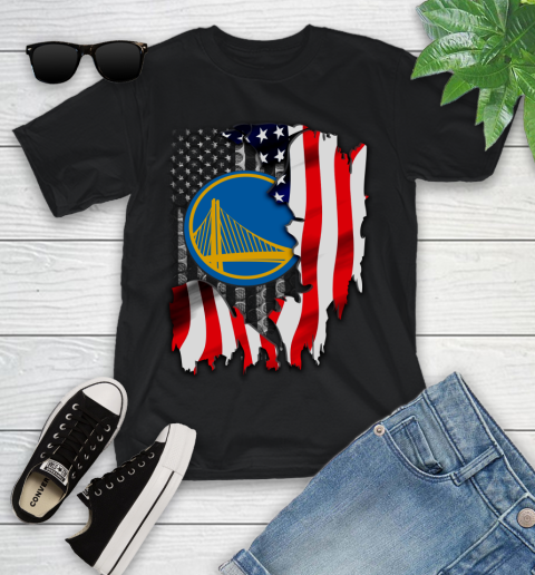 Golden State Warriors NBA Basketball American Flag Youth T-Shirt