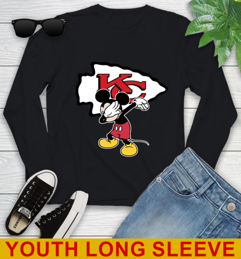 Kansas City Chiefs NFL Football Dabbing Mickey Disney Sports Youth Long Sleeve 2
