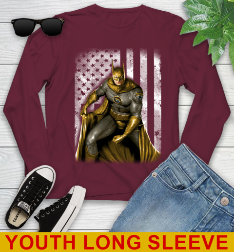Jacksonville Jaguars NFL Football Batman DC American Flag Shirt Youth Long Sleeve 6