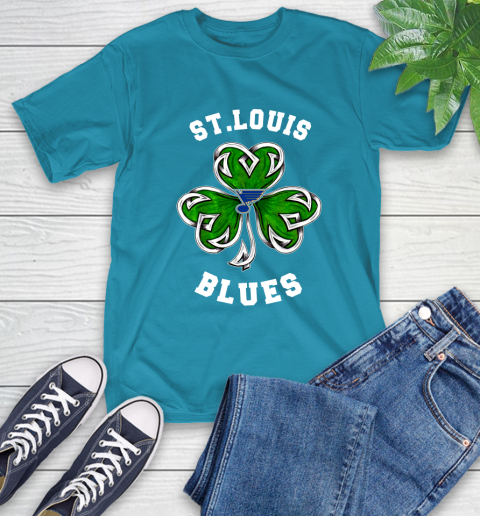 NHL St.Louis Blues Three Leaf Clover St Patrick's Day Hockey Sports T-Shirt 9