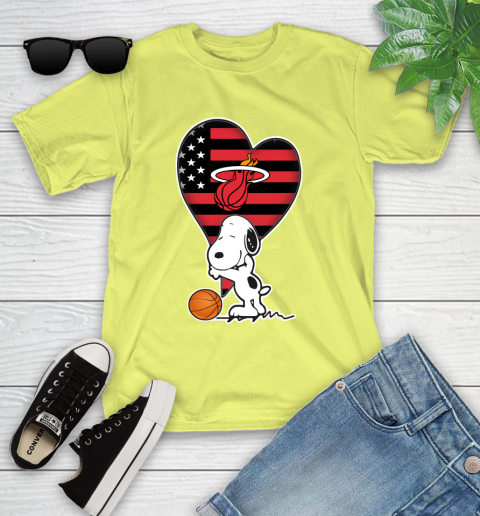 Miami Heat NBA Basketball The Peanuts Movie Adorable Snoopy Youth T-Shirt 8
