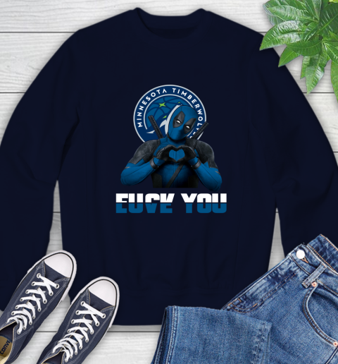 NBA Minnesota Timberwolves Deadpool Love You Fuck You Basketball Sports Sweatshirt 2