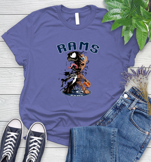 NFL Los Angeles Rams Football Venom Groot Guardians Of The Galaxy Women's T-Shirt 11