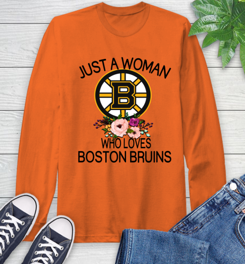 NHL Just A Woman Who Loves Boston Bruins Hockey Sports Long Sleeve T-Shirt 3