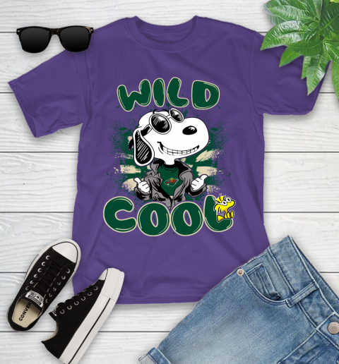 NHL Hockey Minnesota Wild Cool Snoopy Shirt Youth T-Shirt 3