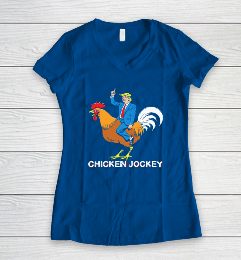 Chicken Jockey Funny Trump Women's V-Neck T-Shirt 5