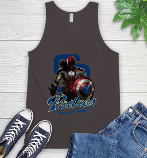 MLB Captain America Thor Spider Man Hawkeye Avengers Endgame Baseball San Diego Padres Tank Top 7