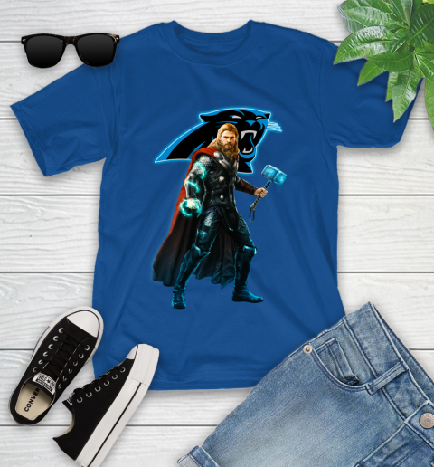 NFL Thor Avengers Endgame Football Carolina Panthers Youth T-Shirt 9