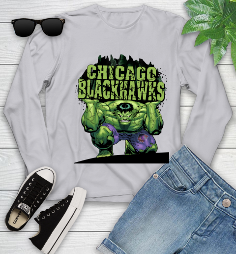 Chicago Blackhawks NHL Hockey Incredible Hulk Marvel Avengers Sports Youth Long Sleeve 5