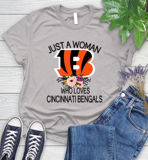 NFL Just A Woman Who Loves Cincinnati Bengals Football Sports Women's T-Shirt 10