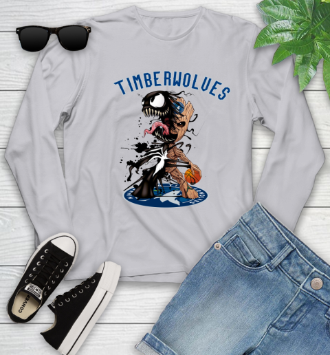 NBA Minnesota Timberwolves Basketball Venom Groot Guardians Of The Galaxy Youth Long Sleeve 5