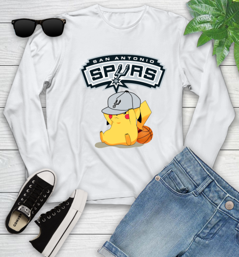 NBA Pikachu Basketball Sports San Antonio Spurs Youth Long Sleeve