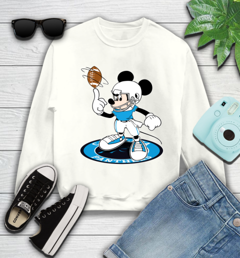 NFL Football Carolina Panthers Cheerful Mickey Disney Shirt Youth Sweatshirt 2
