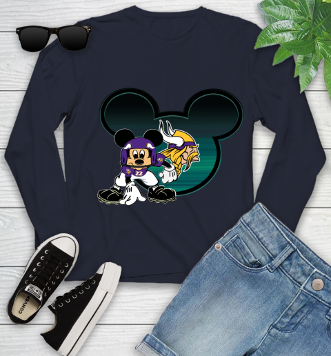 NFL Minnesota Vikings Mickey Mouse Disney Football T Shirt Youth Long Sleeve 3