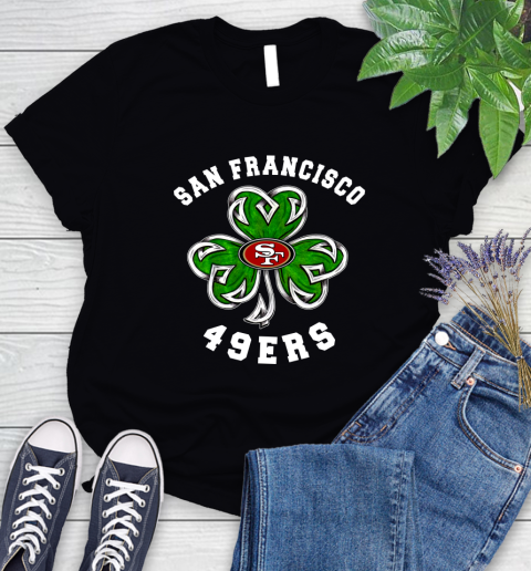 NFL San Francisco 49ers Three Leaf Clover St Patrick's Day Football Sports Women's T-Shirt