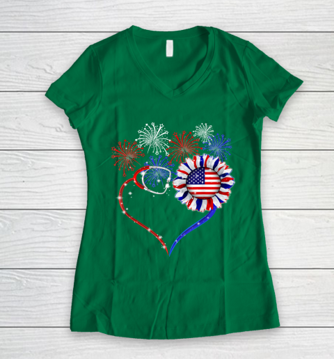 Patriotic Nurse 4th Of July American Flag Independence Day Women's V-Neck T-Shirt 3