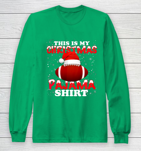 Football Christmas Gifts Santa Hat Funny Xmas Pajamas Long Sleeve T-Shirt 4