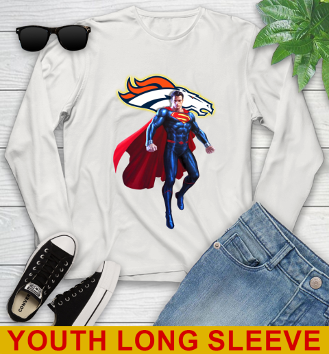 NFL Superman DC Sports Football Denver Broncos Youth Long Sleeve 12