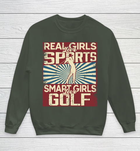 Real girls love sports smart girls love golf Youth Sweatshirt 8