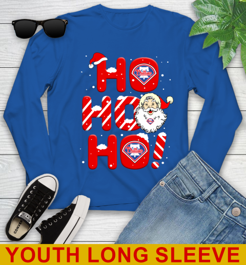 Philadelphia Phillies MLB Baseball Ho Ho Ho Santa Claus Merry Christmas Shirt Youth Long Sleeve 10