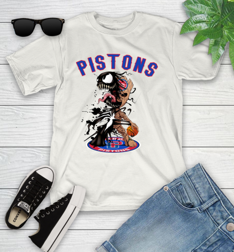 NBA Detroit Pistons Basketball Venom Groot Guardians Of The Galaxy Youth T-Shirt