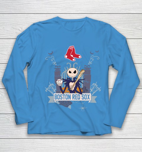 MLB Boston Red Sox Baseball Jack Skellington Halloween Youth Long Sleeve 5