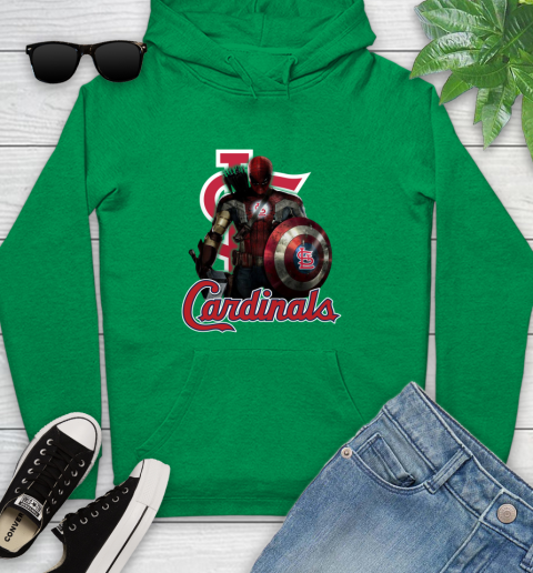 MLB Captain America Thor Spider Man Hawkeye Avengers Endgame Baseball St.Louis Cardinals Youth Hoodie 7