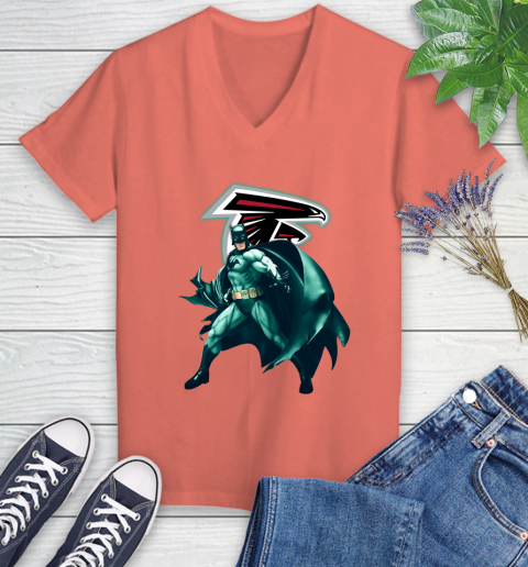 NFL Batman Football Sports Atlanta Falcons Women's V-Neck T-Shirt 6