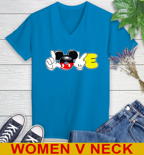 Philadelphia Eagles NFL Football Love Mickey Disney Sports Women's V-Neck T-Shirt 8