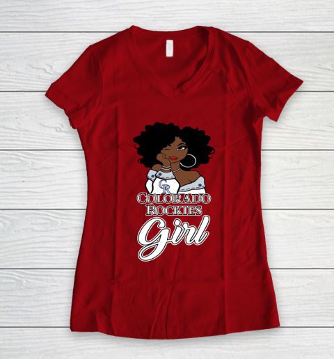 Colorado Rockiess Girl MLB Women's V-Neck T-Shirt 10