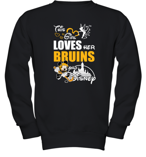 This Girl Love Her Boston Bruins And Mickey Disney Youth Sweatshirt