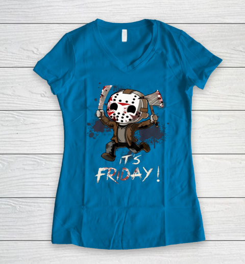 Funny Friday 13th Jason Funny Halloween Horror Women's V-Neck T-Shirt 5