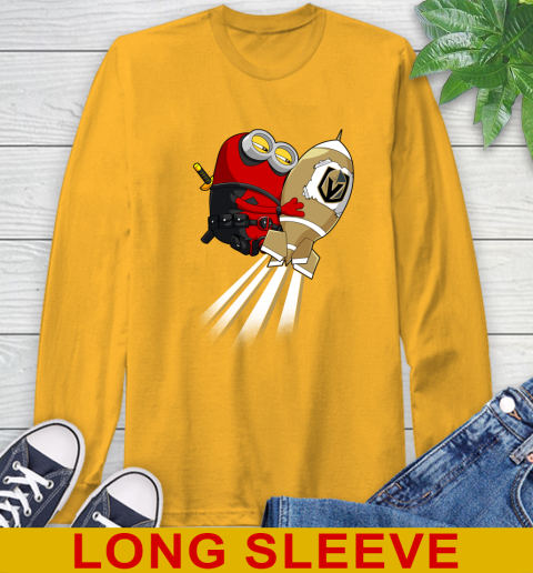 NHL Hockey Vegas Golden Knights Deadpool Minion Marvel Shirt Long Sleeve T-Shirt 2