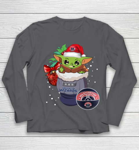Washington Wizards Christmas Baby Yoda Star Wars Funny Happy NBA Youth Long Sleeve 8