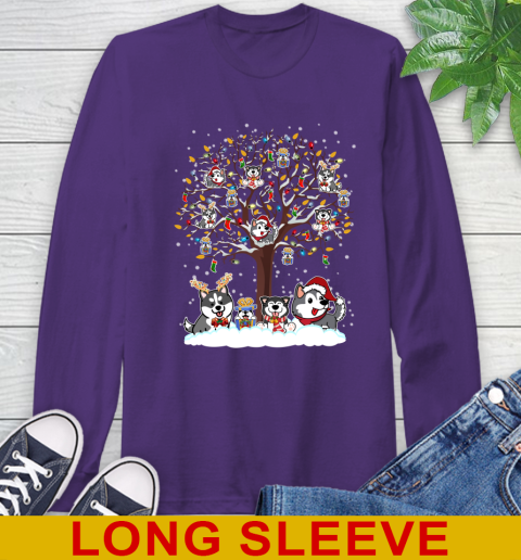 Husky dog pet lover light christmas tree shirt 200