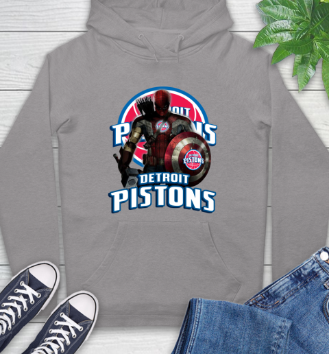 Detroit Pistons NBA Basketball Captain America Thor Spider Man Hawkeye Avengers Hoodie 6